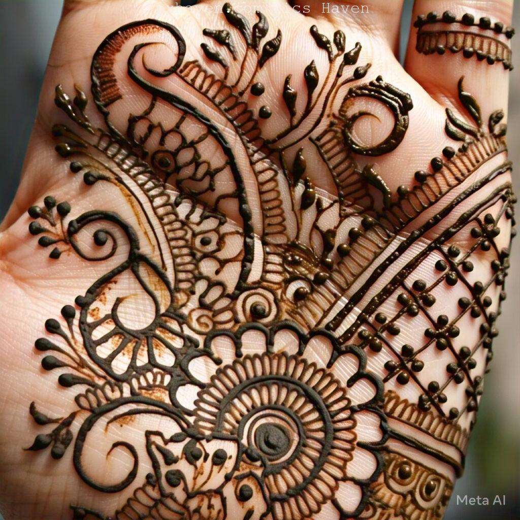 A beautiful mehndi designs on hand front side. Free down full HD