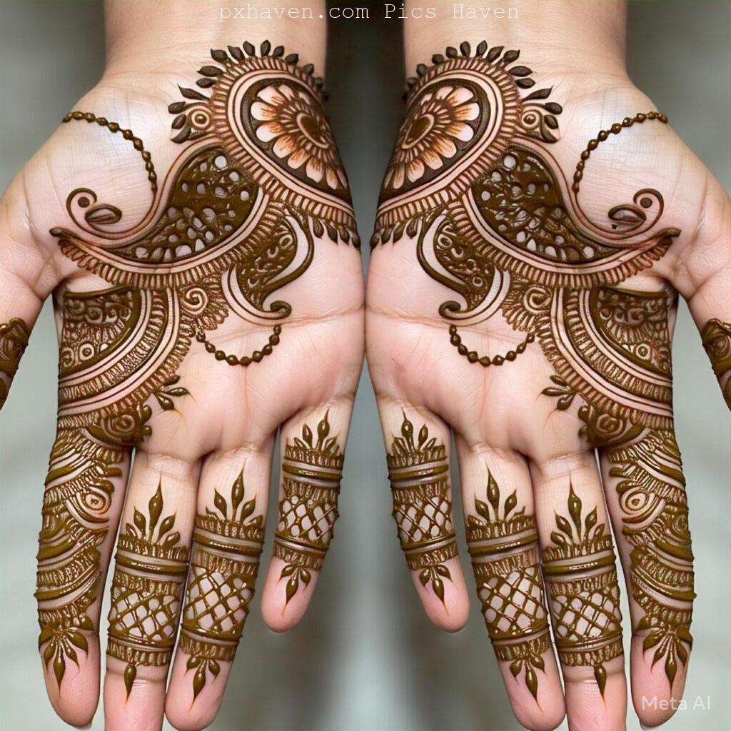 A beautiful mehndi art on hand front side. Free down full HD