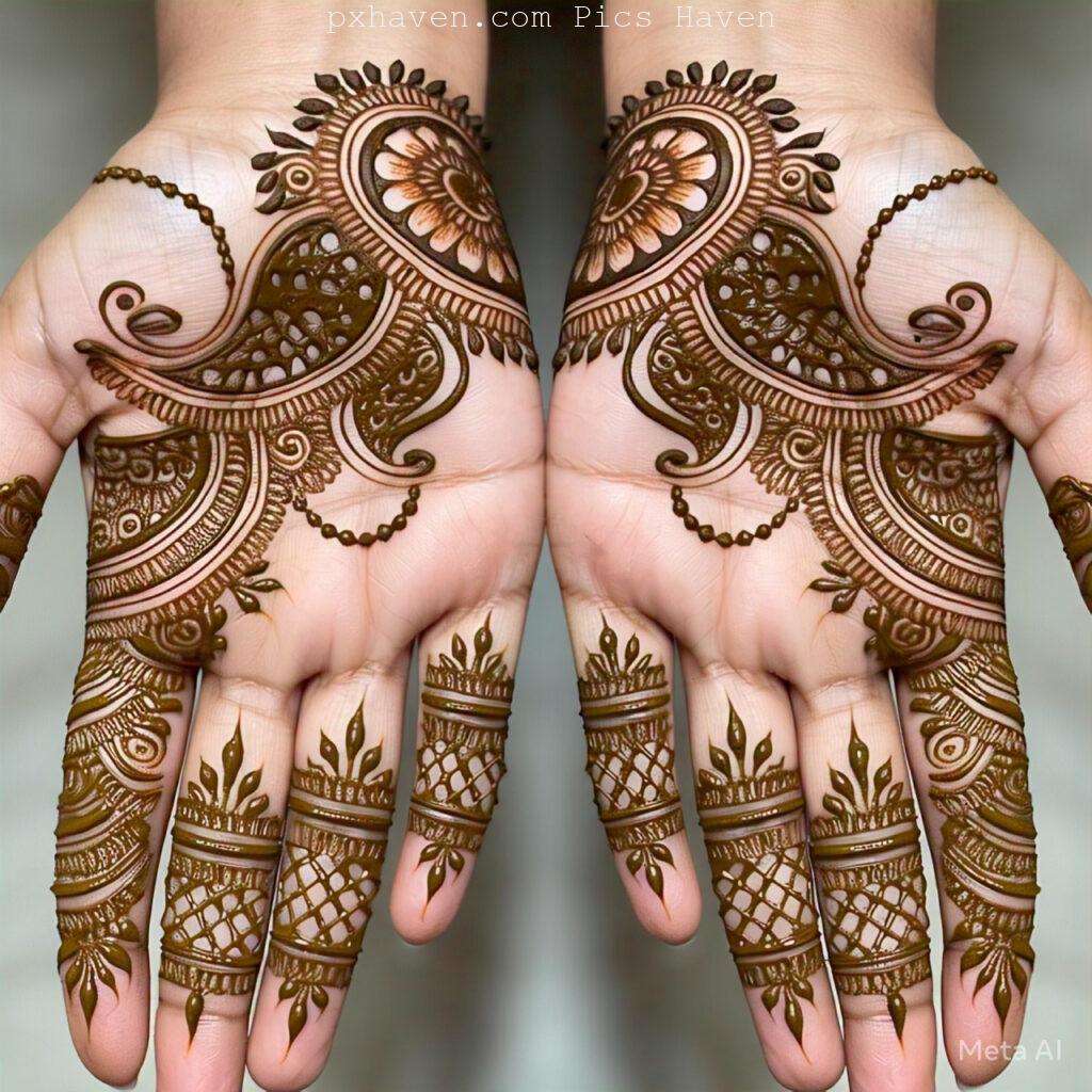 A beautiful mehndi art on hand front side. Free down full HD