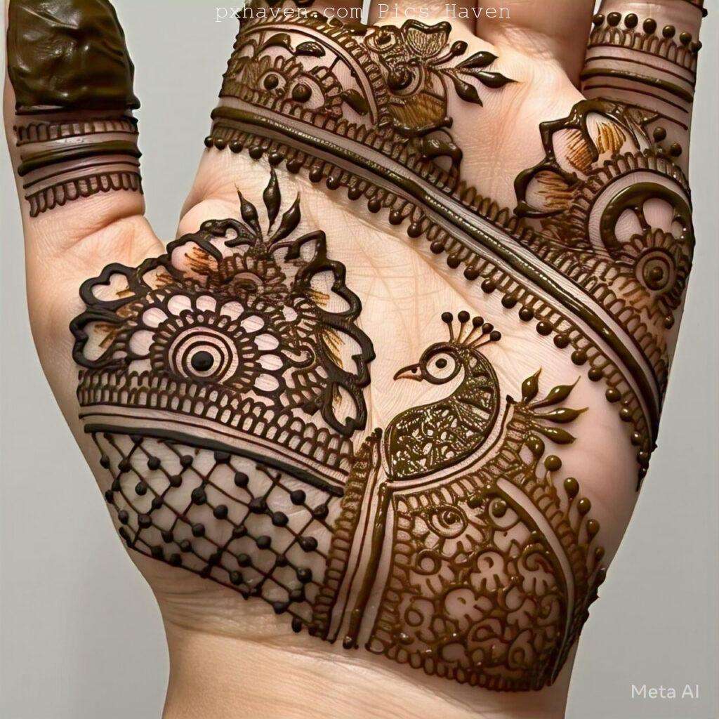 A beautiful mehndi art on hand front side. Free down full HD