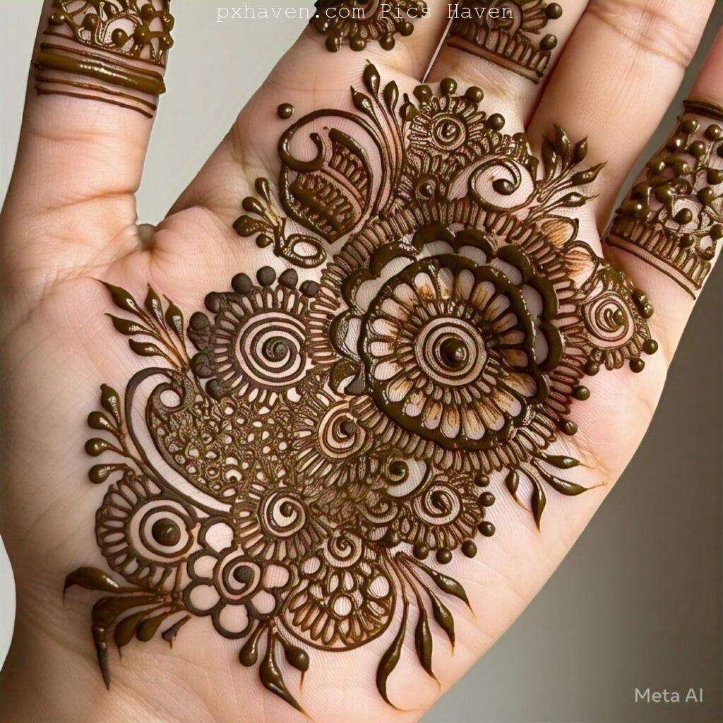 A beautiful mehndi art on hand front side. Free down full HD
