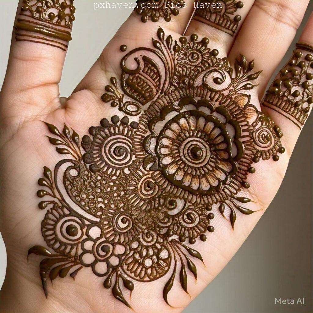 A beautiful mehndi art on hand front side. Free down full HD