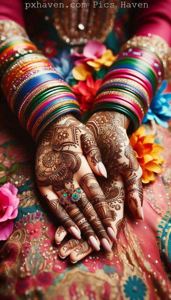 A beautiful mehndi art on hand back side. Free down full HD