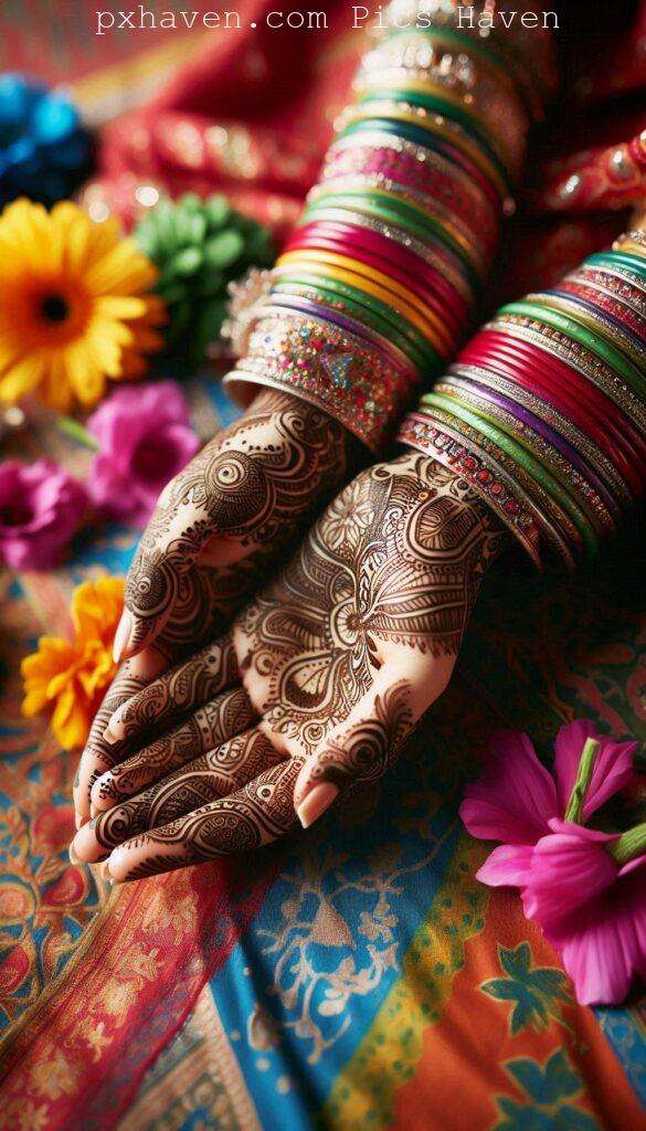 A beautiful mehndi art on hand front side. Free down full HD
