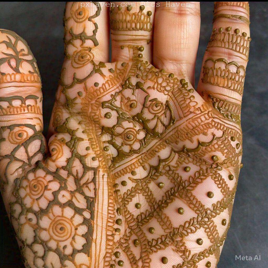A beautiful mehndi art on hand front side. Free down full HD